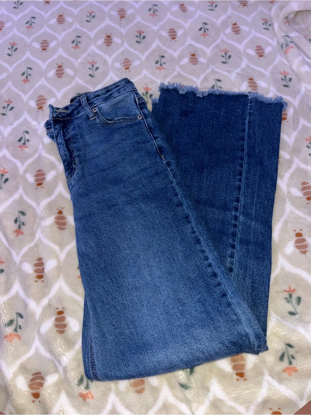 BCBGeneration Dark Blue Flared Jeans with Raw Hem